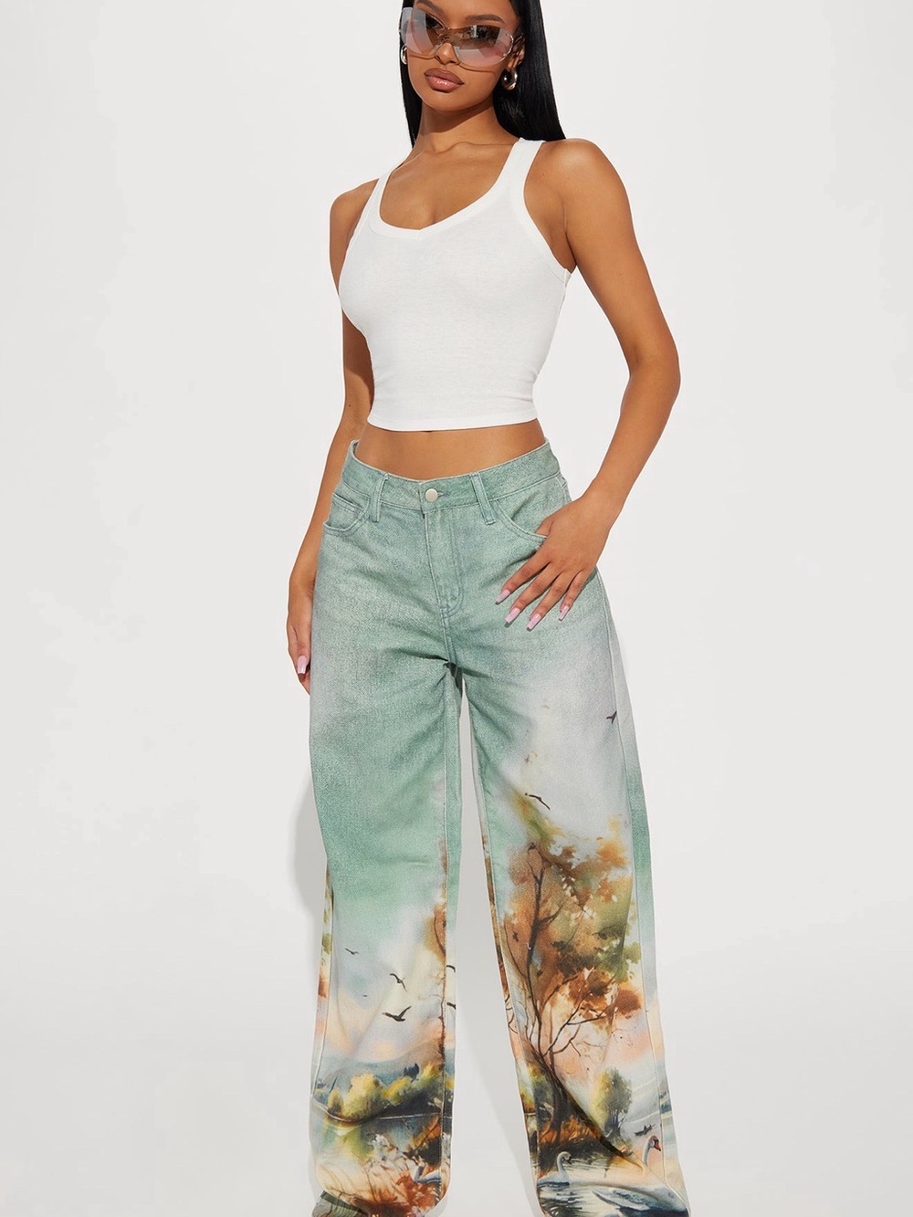 Fashion nova serene scene wide leg jeans